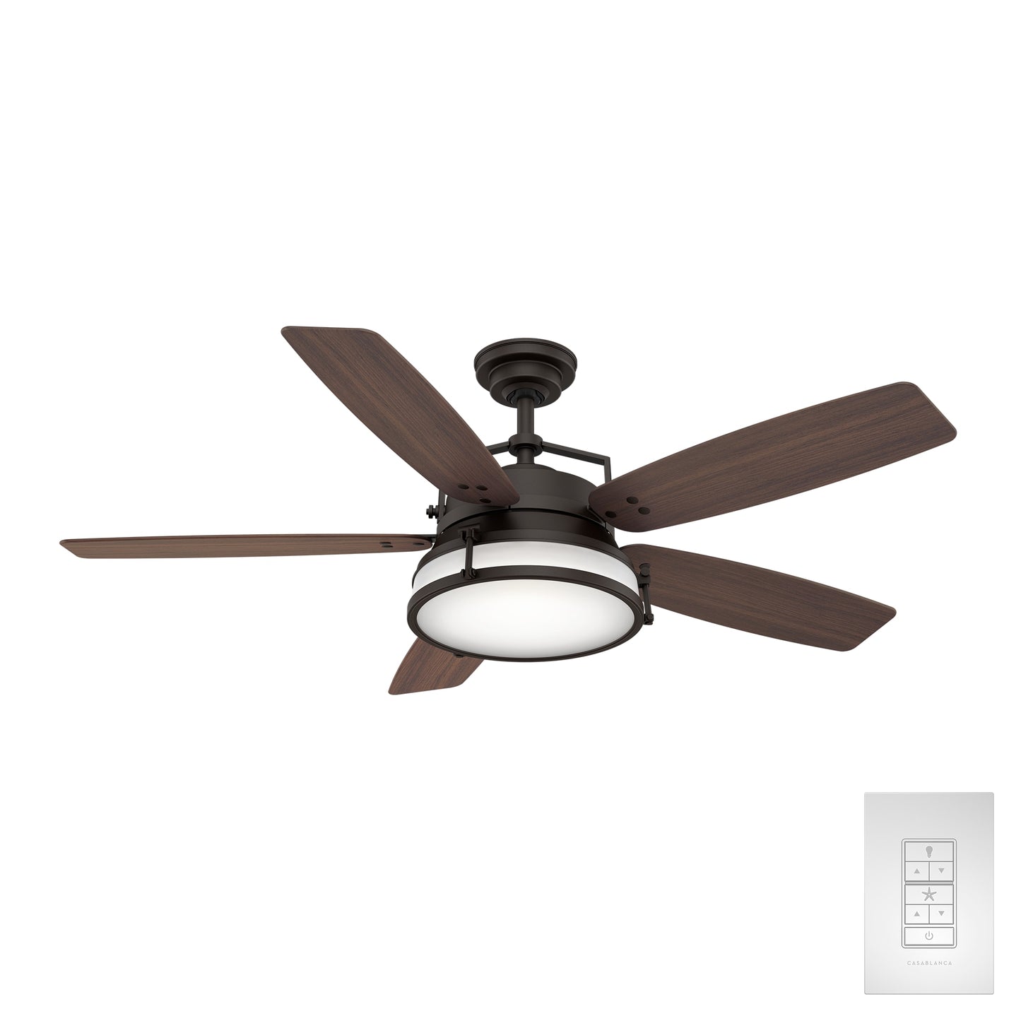 Casablanca Caneel Bay 56-in Outdoor Maiden Bronze with Smoked Walnut Plastic Blades With Light ( 5 -Blade ) 942746