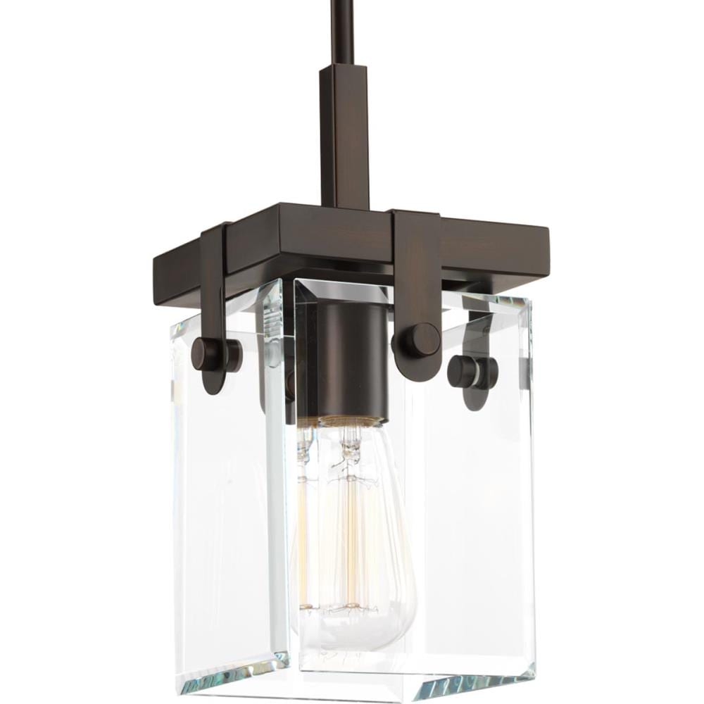 Progress Lighting Glayse Antique Bronze Modern/contemporary Beveled glass Square Mini Hanging Pendant light 1007503