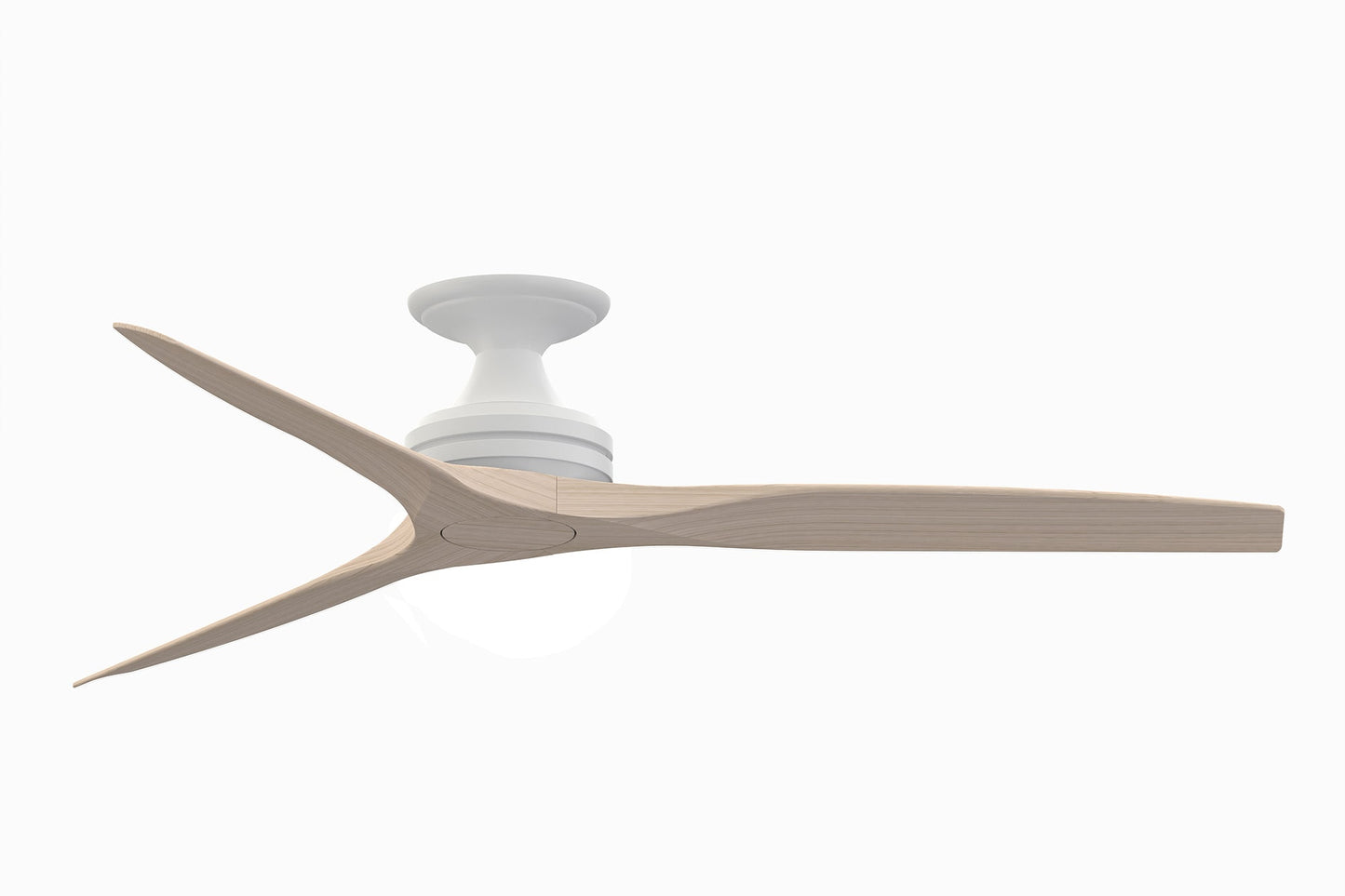 Fanimation Spitfire 60-in Outdoor Flush Mount Matte White with White Washed Blades Propeller Ceiling Fan Light Kit Compatible - Remote Included ( 3 -Blade ) 3073266