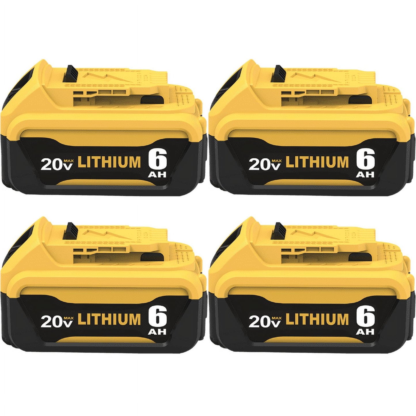 4Pack 6.0Ah Replacement for Dewalt 20V Max Battery Combo 20 Volt Lithium-ion Batteries DCB205 DCB210 DCB207 DCB204 DCB203 DCD DCF DCG Series Power Tool
