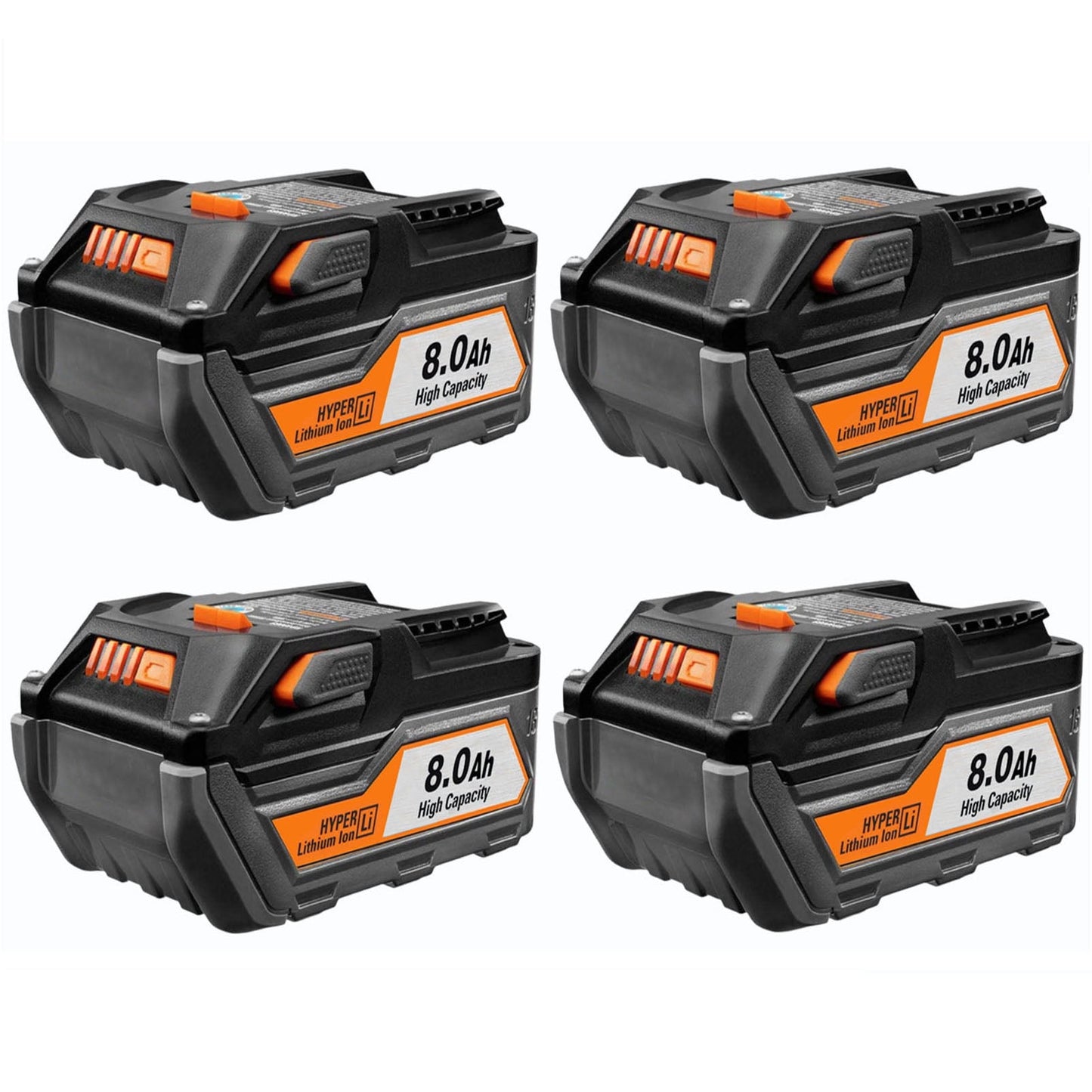 4Packs R840087 8.0Ah Replacement for Ridgid 18V Lithium Battery R840087 R840083 R840086 R840085 R840084