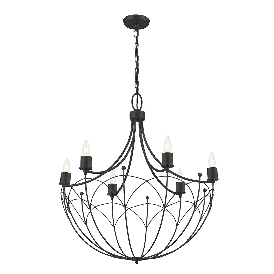 Kichler Topiary 6 -Light Black Farmhouse For Use in Bedrooms, Dining Rooms, Foyers, Kitchens, Living Rooms Chandelier 5265455