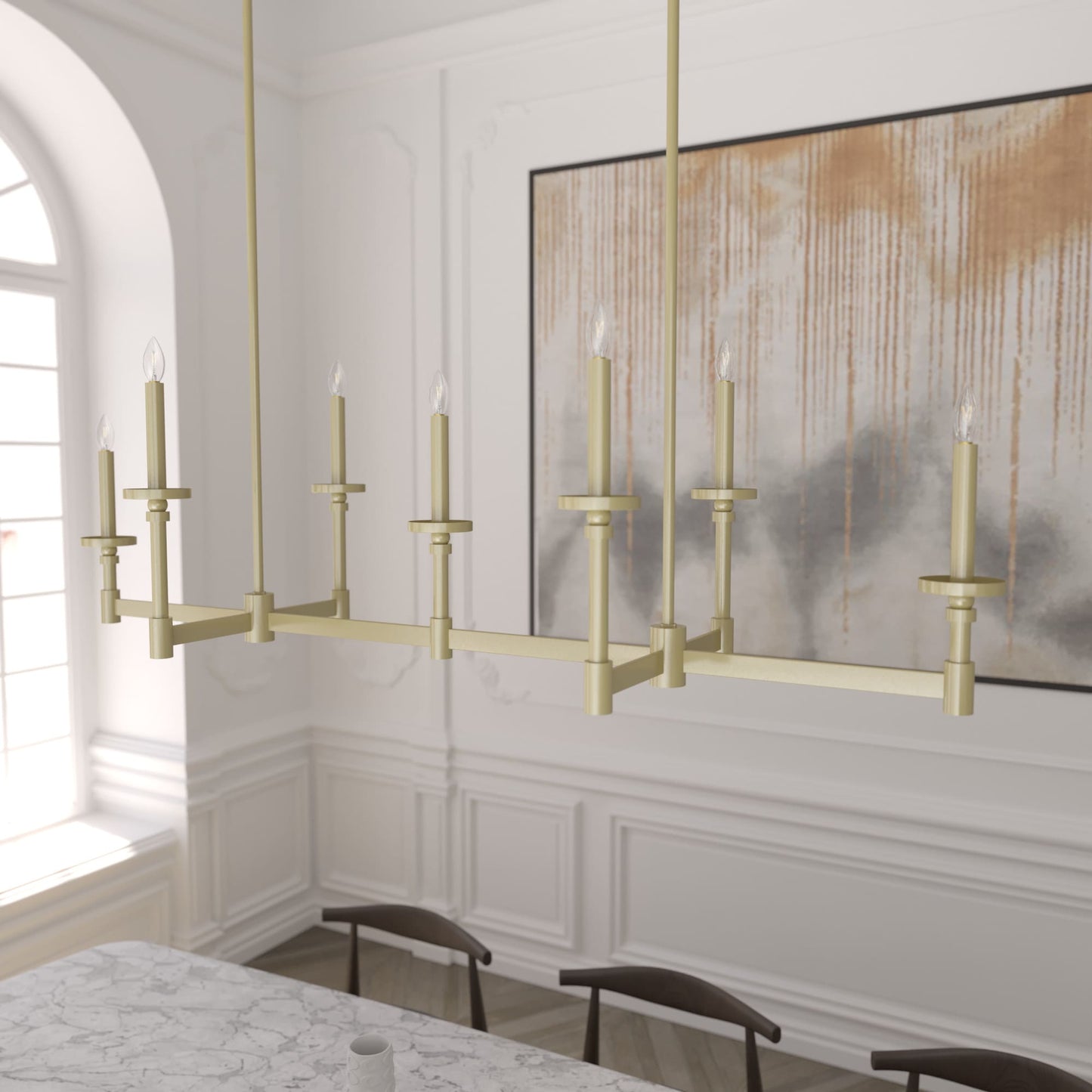 Hunter Briargrove 7 -Light Matte Brass Traditional Antler For Use in Bedrooms, Dining Rooms, Foyers, Kitchens, Living Rooms Chandelier 3848144