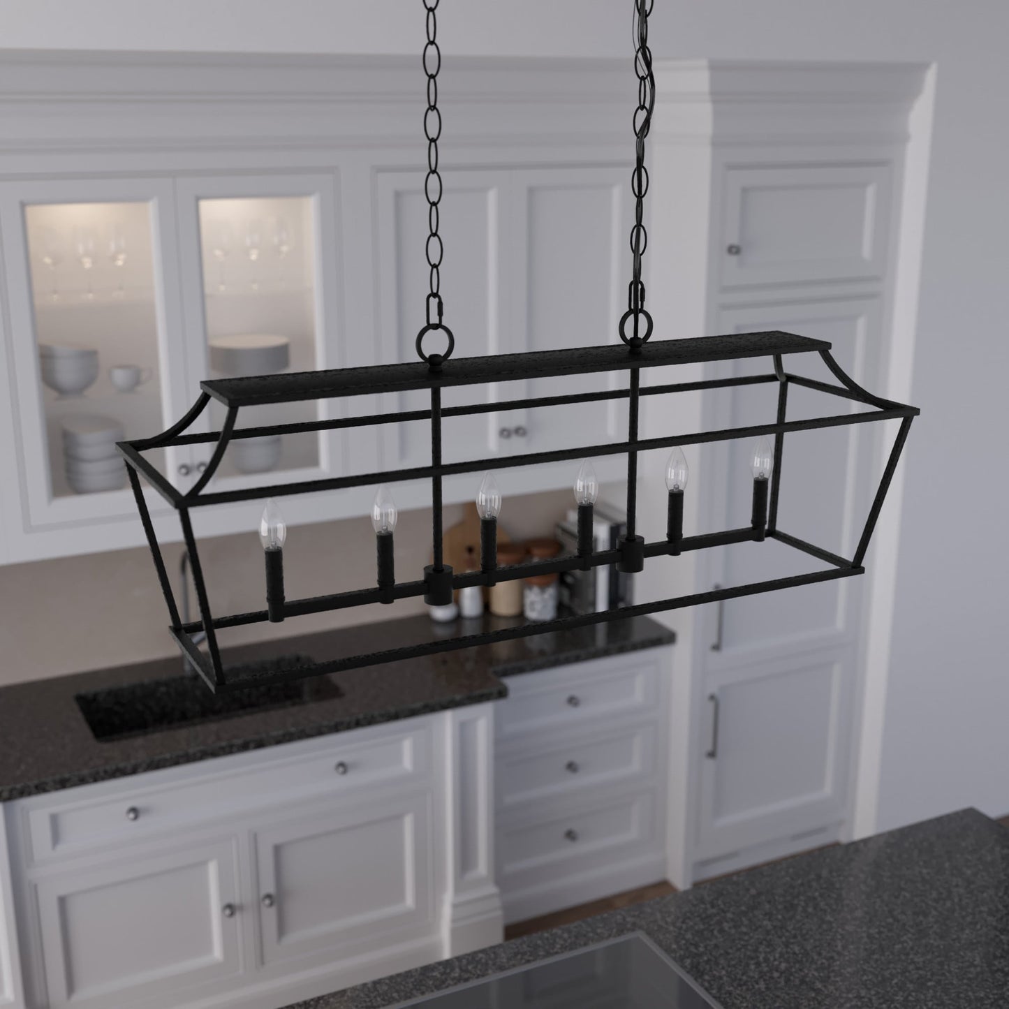 Hunter Laurel Ridge 6 -Light Matte Black Traditional For Use in Bedrooms, Dining Rooms, Foyers, Kitchens, Living Rooms Chandelier 3830537