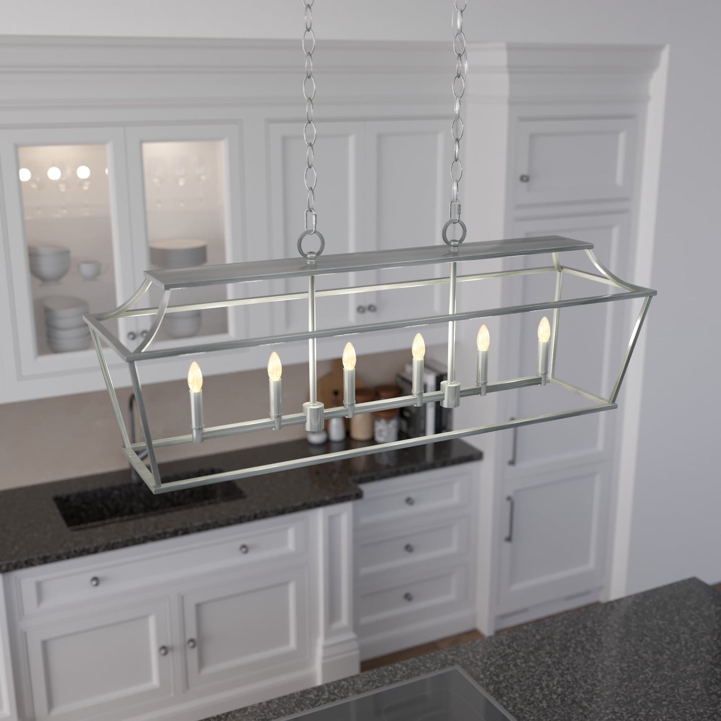 Hunter Laurel Ridge 6 -Light Brushed Nickel Traditional For Use in Bedrooms, Dining Rooms, Foyers, Kitchens, Living Rooms Chandelier 3830538