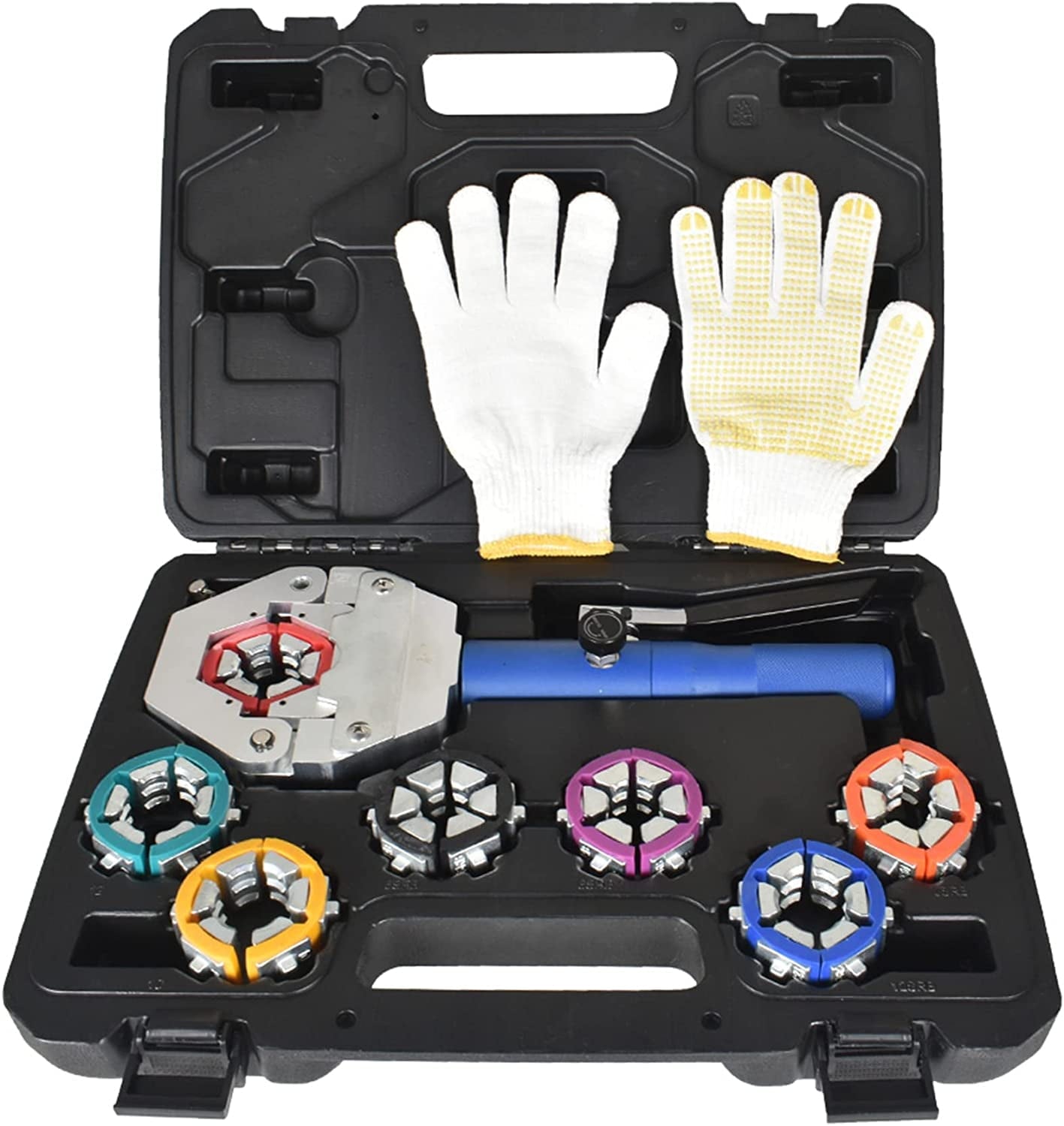 ALL-CARB Hydraulic Hose Crimper AC Crimping Tool for Barbed and Beaded Hose Fittings, Crimper with 7 Die Set