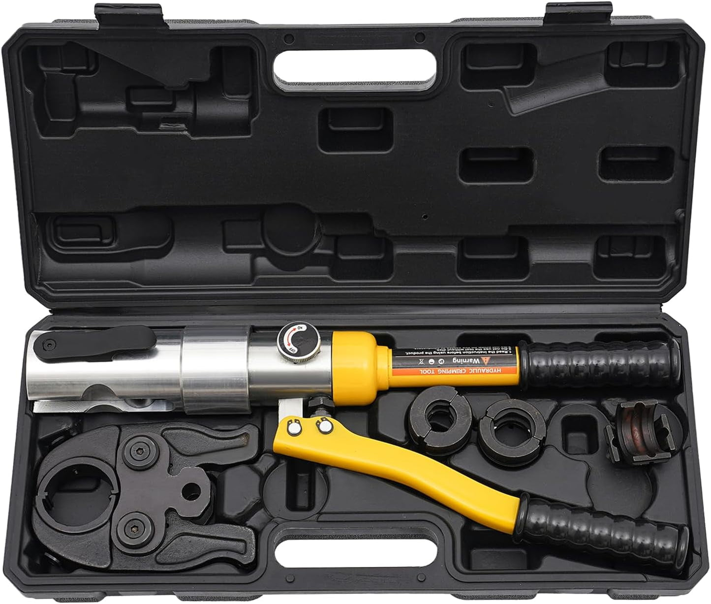 Hydraulic Copper Tube Fittings, Copper Ring Crimping Tool Kit, 1/2, 3/4, 1" Press Crimping Tool Kit, for Narrow Space Tee Copper Pipe, Yellow