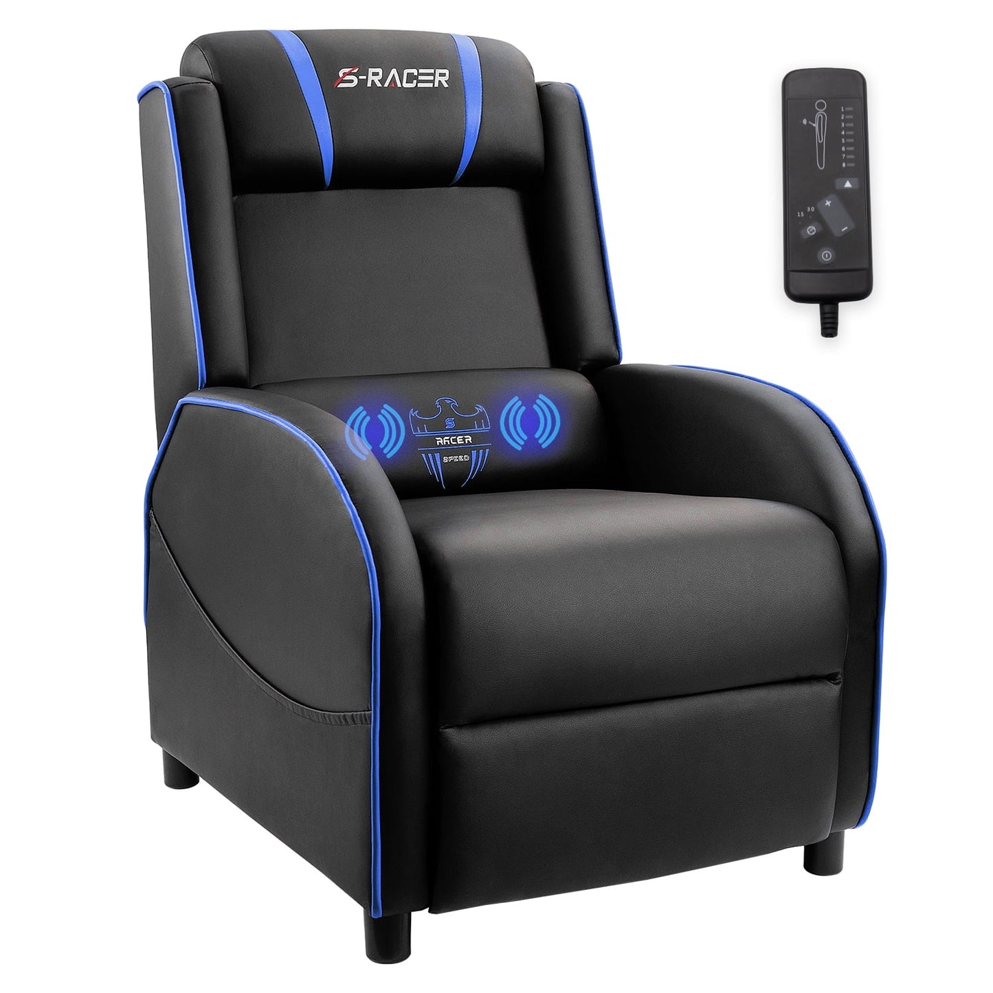 Lacoo Gaming Recliner Chair PU Leather Home Theater Seating Single Modern Living Room Sofa Recliner, White Accent