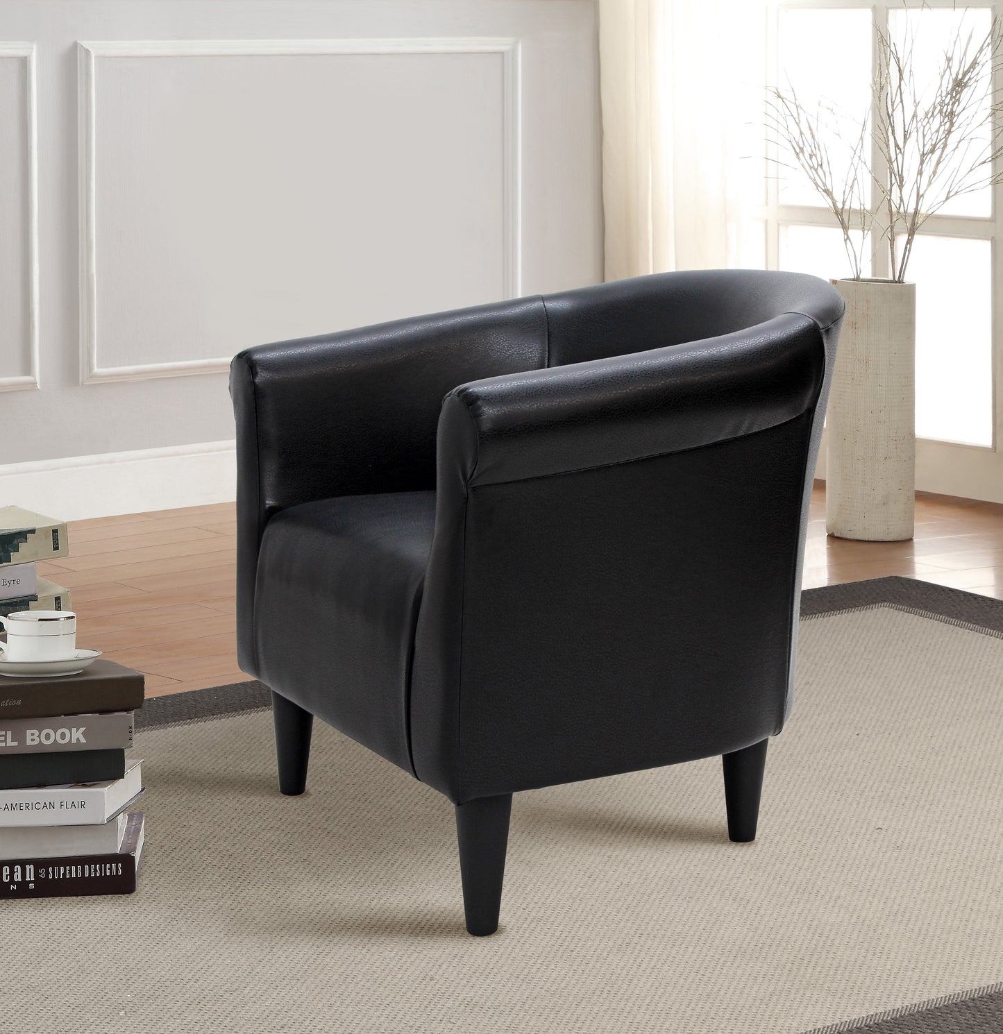 Mainstays Faux Leather Bucket Accent Chair, Carbon Gray