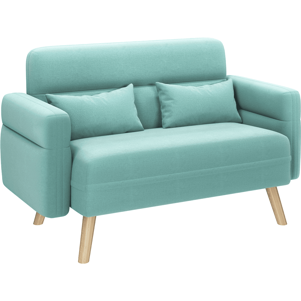 Renwick 46.5'' W Modern Fabric 2 Seater Sofa with Lumbar Pillows, Dark Gray