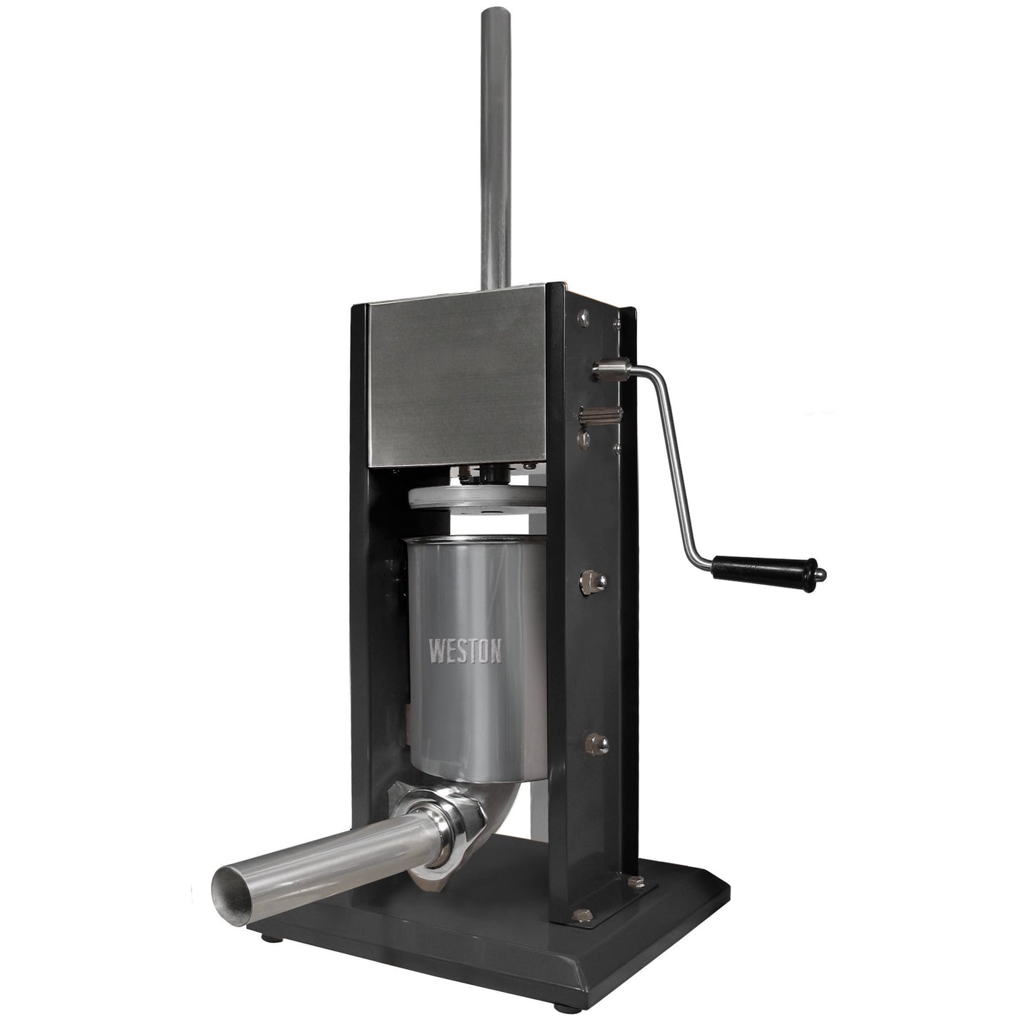 Weston Vertical Stainless Steel Sausage Stuffer Machine, With Dual Speed Duty Gears, Pressure Release Valve & 4 Funnels, 7-Pound Capacity, Black