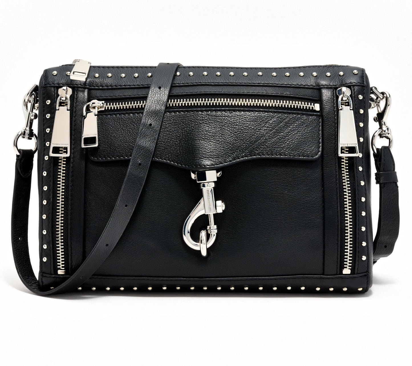 Rebecca Minkoff Studded MAC Leather Crossbody with Zips