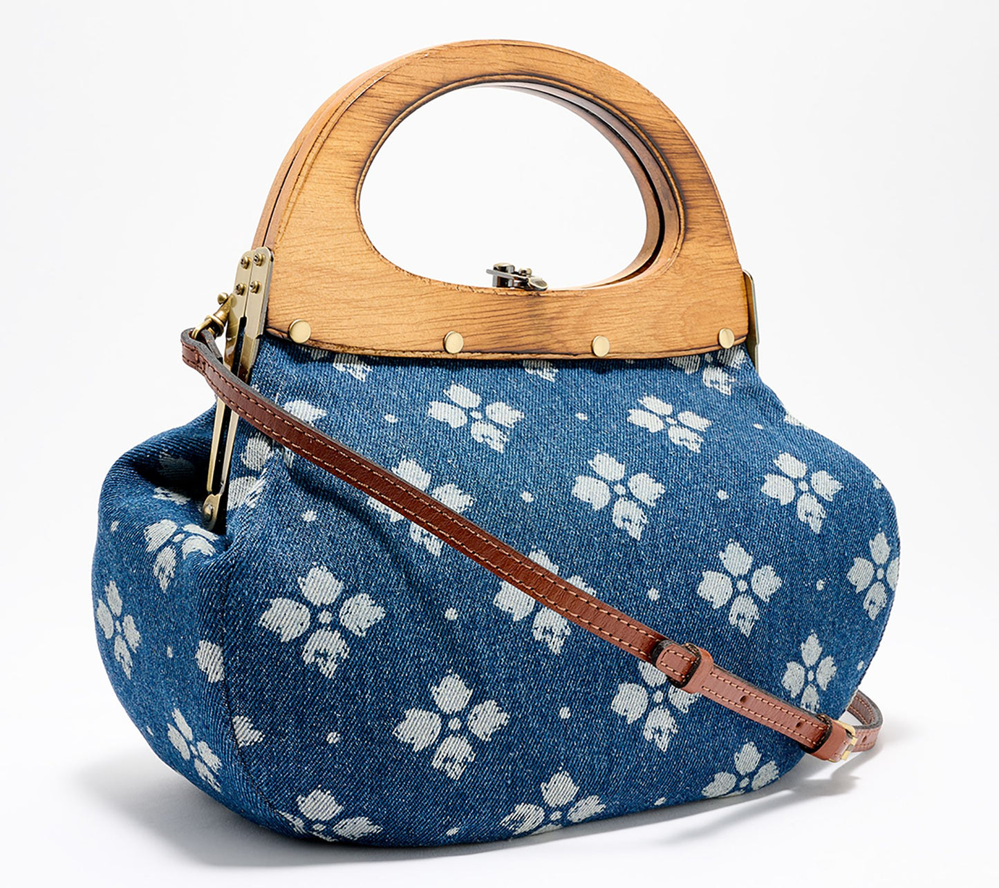 Patricia Nash Mirabella Wood Frame Leather Crossbody