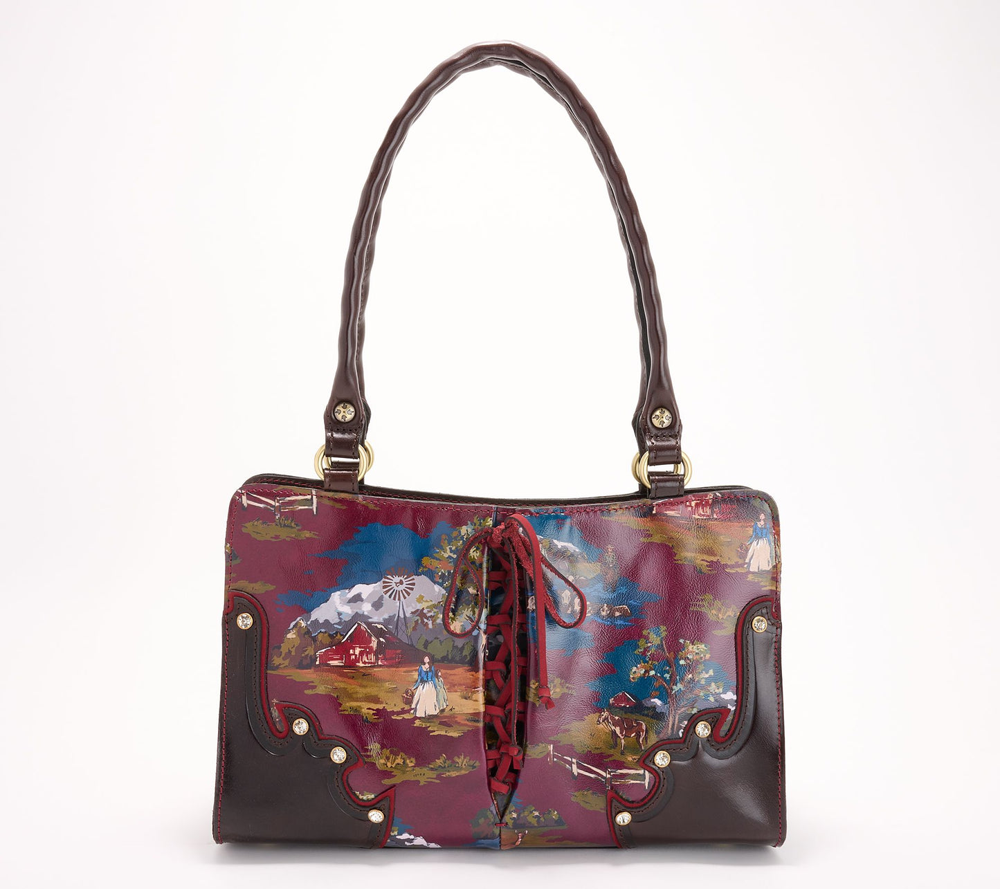 Patricia Nash Montana Collection Sadie Lace Up Leather Satchel