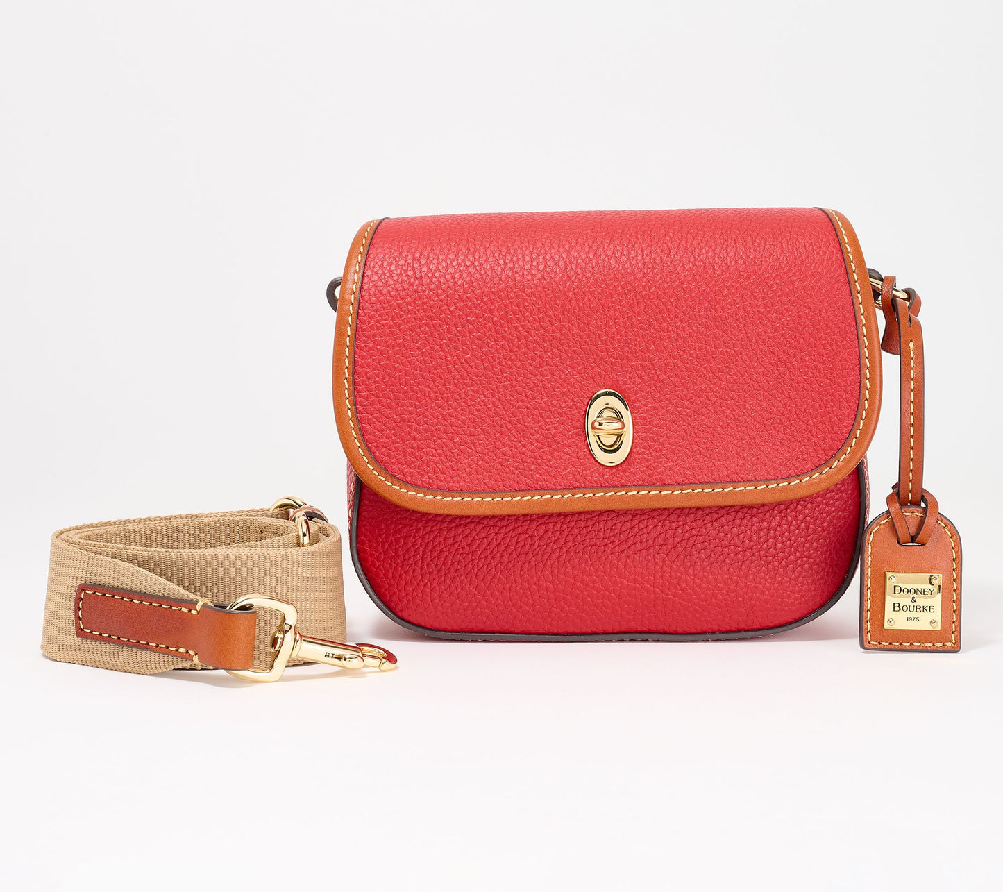 "As Is" Dooney & Bourke Pebble Leather Saddle Bag with Web Strap
