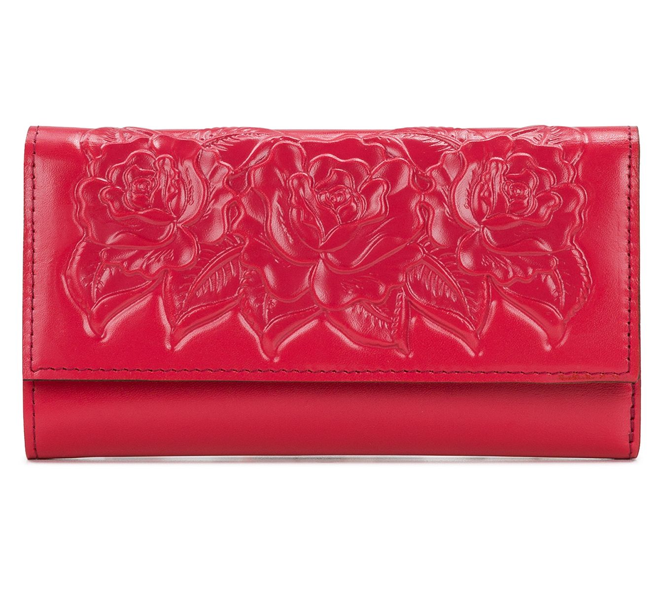 Patricia Nash Terresa Rose Tooled Wallet in Passion