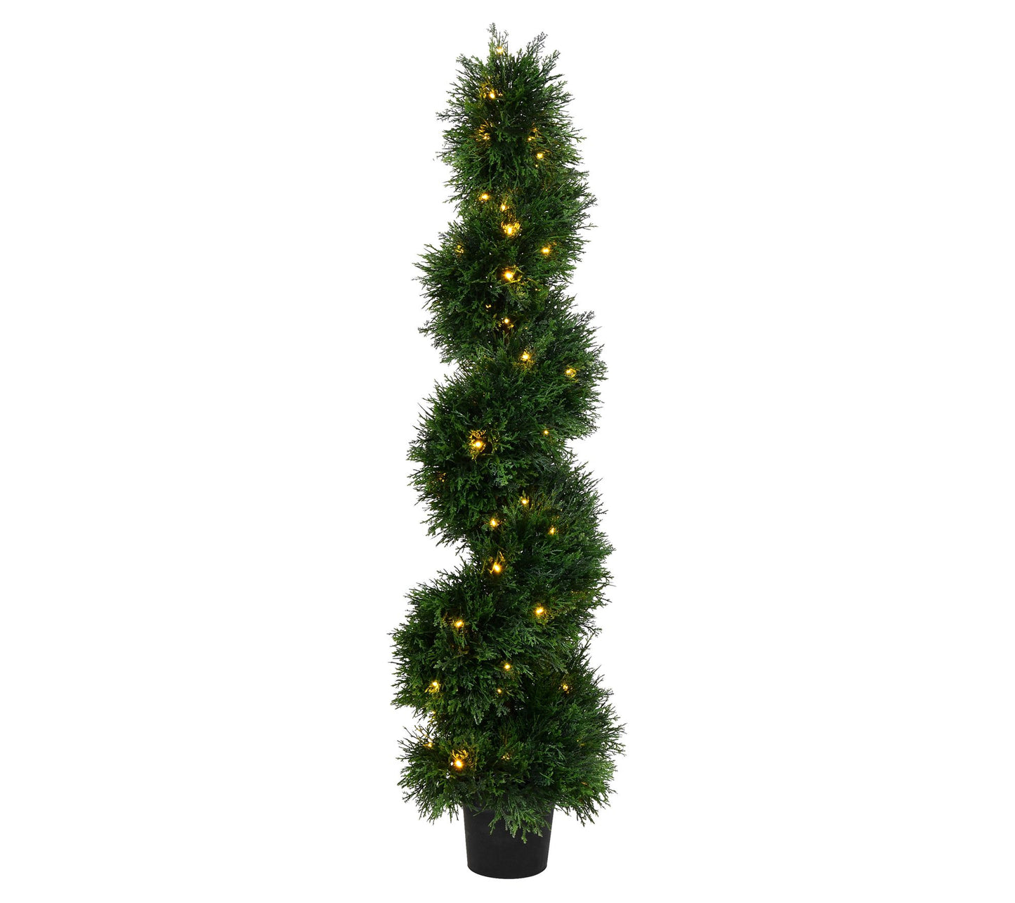 Vickerman 4' Artificial Potted Green Cedar Spirl Tree, Prelit