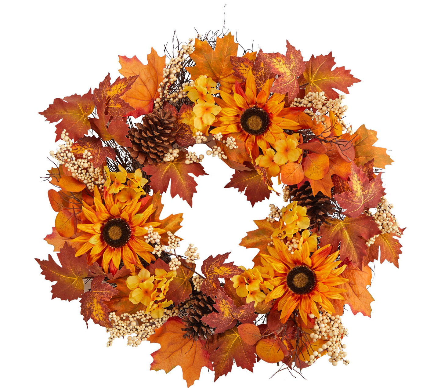 Nearly Natural 28" Maple Leaves, Sunflower, and Berries