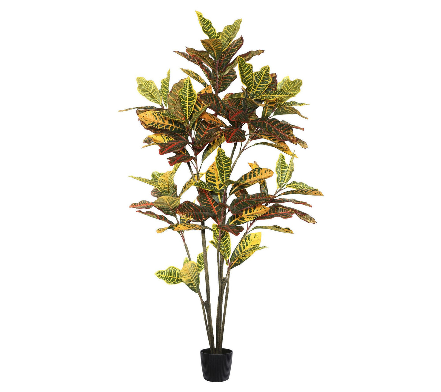 Vickerman 5' Potted Artificial Green and OrangeCroton Tree
