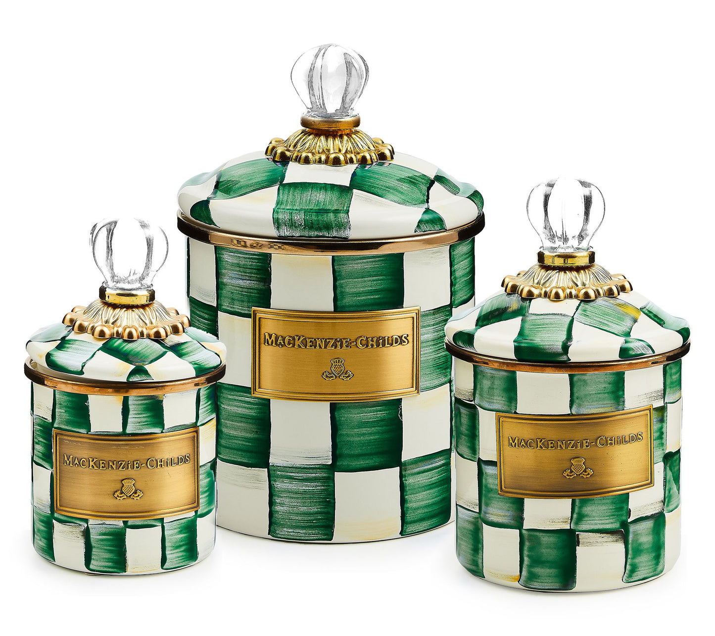"As Is" MacKenzie- Childs S/3 Enamel Canisters