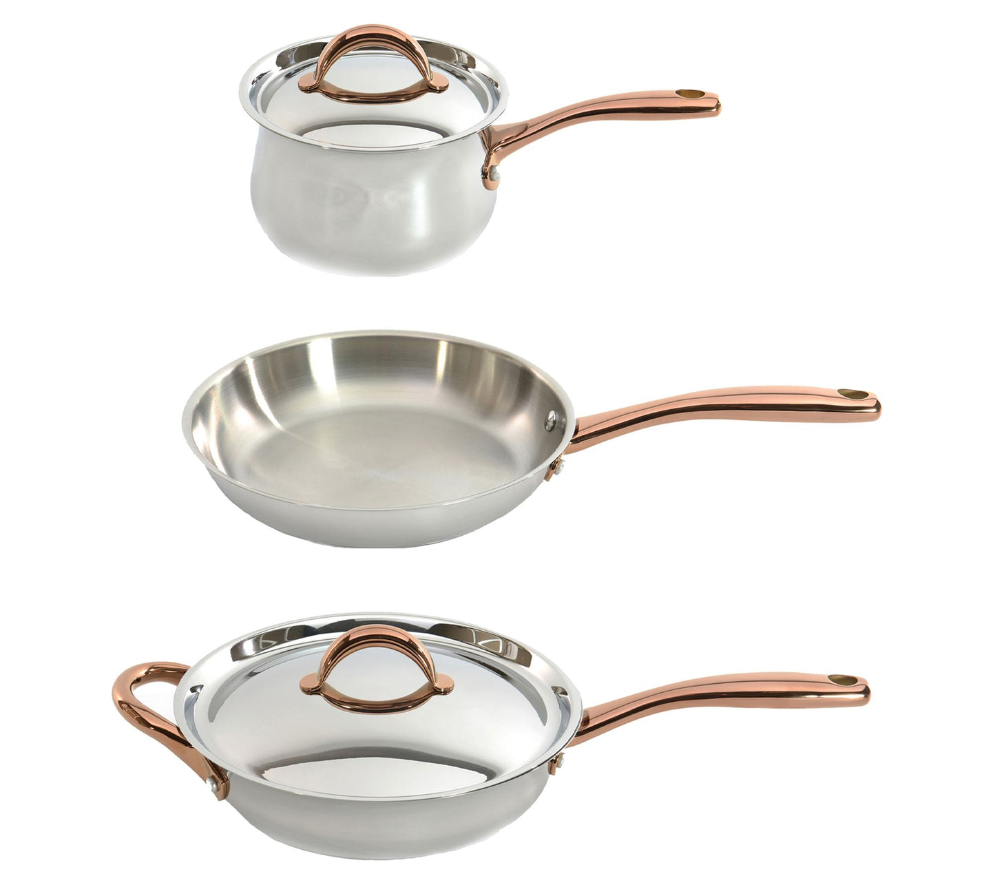 BergHOFF Ouro Gold 18/10 SS 5pc Starter Set, SS Lids