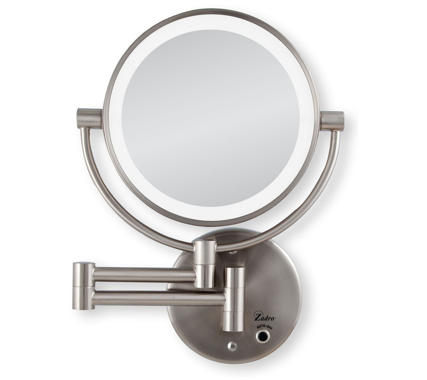 Zadro Cordless LED Wall-Mount Mirror 1X/5X, Satin Nickel
