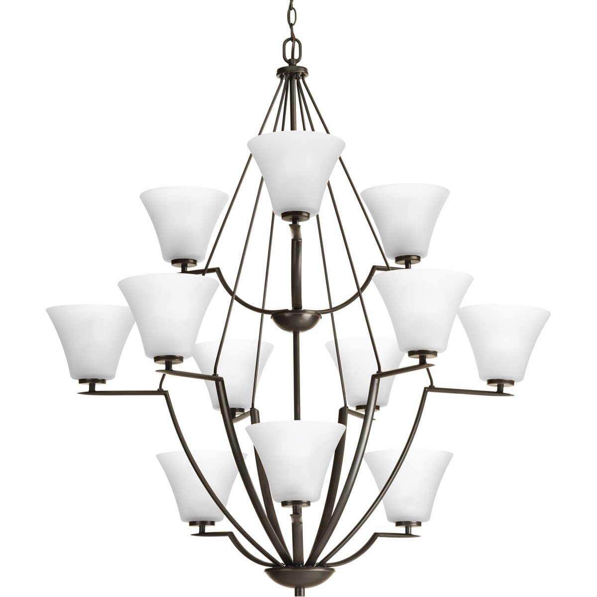 Progress Lighting Bravo 12 -Light Antique Bronze Transitional For Use in Bedrooms, Dining Rooms, Foyers, Kitchens, Living Rooms Chandelier 797734