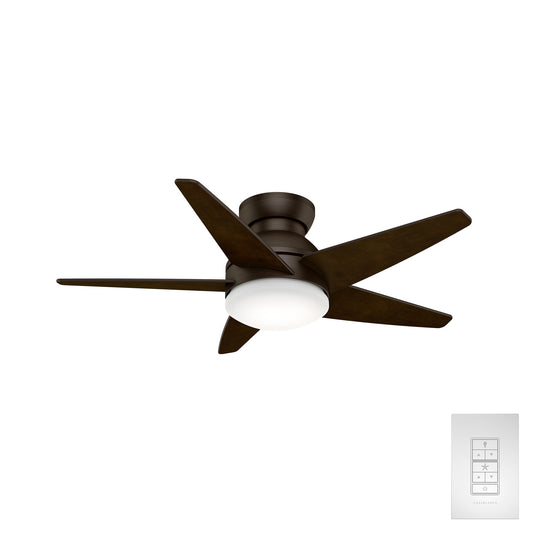 Casablanca Isotope 44-in Integrated LED Flush Mount Brushed Cocoa with Espresso Veneer Blades With Light ( 5 -Blade ) 942741