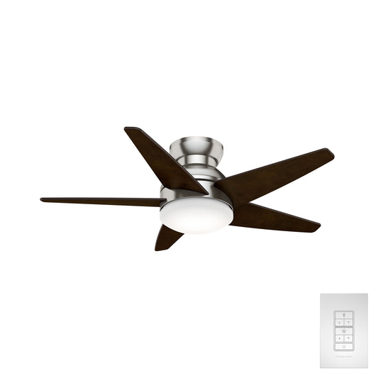 Casablanca Isotope 44-in Integrated LED Flush Mount Brushed Nickel with Espresso Veneer Blades With Light ( 5 -Blade ) 942740