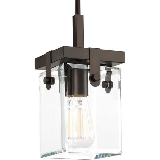 Progress Lighting Glayse Antique Bronze Modern/contemporary Beveled glass Square Mini Hanging Pendant light 1007503