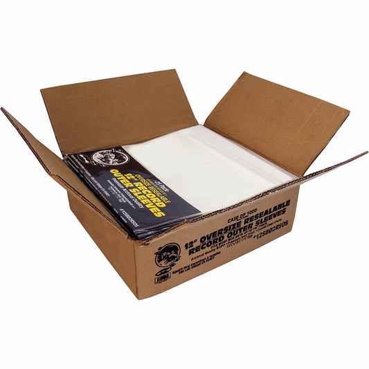 (1000) 12" Resealable OVERSIZE Record Outer Sleeves - Super Clear Premium 2 Mil Thick Archival Quality BOPP - 13-7/8" x 13-1/4" + 1-5/8" Flap - FITS MOST BOX SETS UP TO 7/8" THICK  #12SB02RSOS