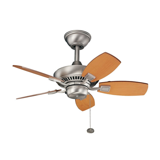 Kichler Canfield 30-in Outdoor Brushed Nickel with Maple/Marive Cherry Blades Ceiling Fan Light Kit Compatible ( 5 -Blade ) 1254101