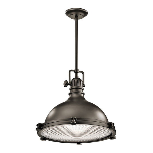 Kichler Hatteras Bay 1 -Light Olde Bronze Transitional Ribbed glass Lantern Medium Hanging Pendant light 1253083