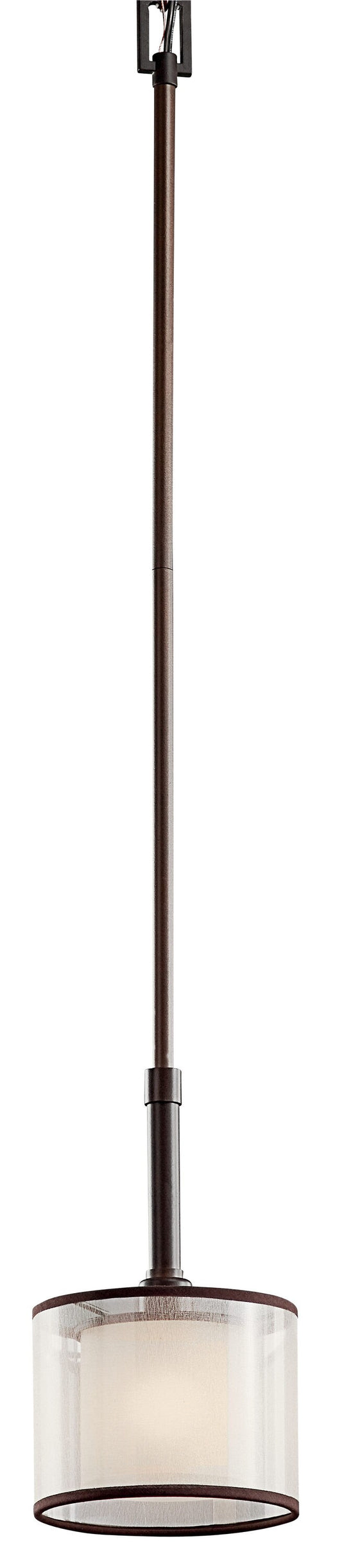 Kichler Lacey 1 -Light Mission Bronze Transitional Etched glass Drum Mini Hanging Pendant light 1253154