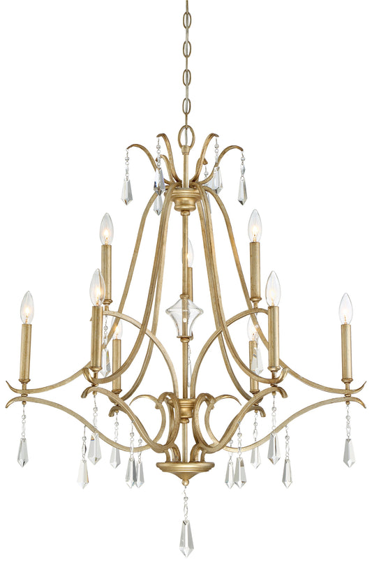 Minka Lavery Laurel Estate 9 -Light Gloss Gold Traditional Crystal For Use in Bedrooms, Dining Rooms, Foyers, Kitchens, Living Rooms Chandelier 1664383