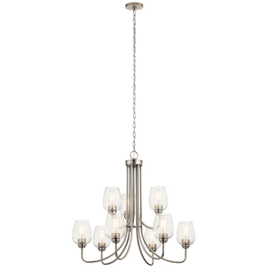 Kichler Valserrano 9 -Light Brushed Nickel Traditional For Use in Bedrooms, Dining Rooms, Foyers, Kitchens, Living Rooms Chandelier 2416130