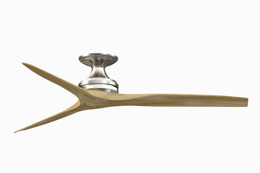 Fanimation Spitfire 60-in Outdoor Flush Mount Brushed Nickel with Natural Blades Propeller Ceiling Fan Light Kit Compatible and Remote ( 3 -Blade ) 3073196