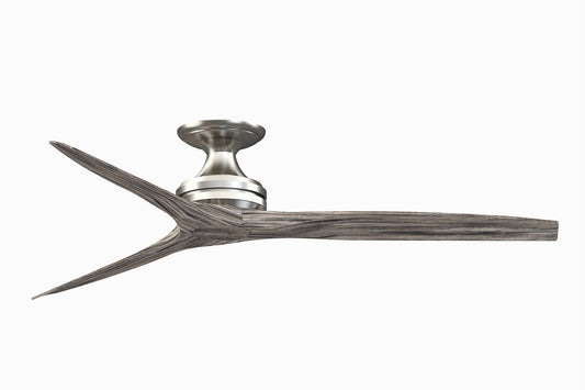 Fanimation Spitfire 60-in Outdoor Flush Mount Brushed Nickel with Weathered Wood Blades Propeller Ceiling Fan Light Kit Compatible and Remote ( 3 -Blade ) 3073198