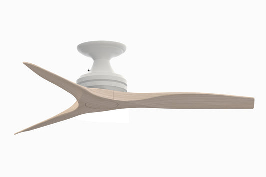 Fanimation Spitfire 48-in Outdoor Flush Mount Matte White with White Washed Blades Propeller Ceiling Fan Light Kit Compatible - Remote Included ( 3 -Blade ) 3073254