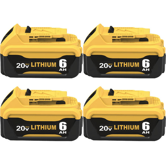 4Pack 6.0Ah Replacement for Dewalt 20V Max Battery  Combo 20 Volt Lithium-ion Batteries DCB205 DCB210 DCB207 DCB204 DCB203 DCD DCF DCG Series Power Tool