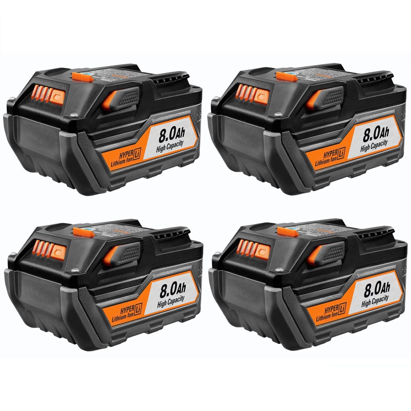 4Packs R840087 8.0Ah Replacement for Ridgid 18V Lithium Battery R840087 R840083 R840086 R840085 R840084
