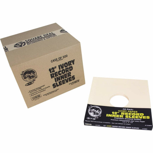 (500) Ivory Paper Super Heavyweight 12" Record Inner Sleeves with Center Hole - 12IWIV
