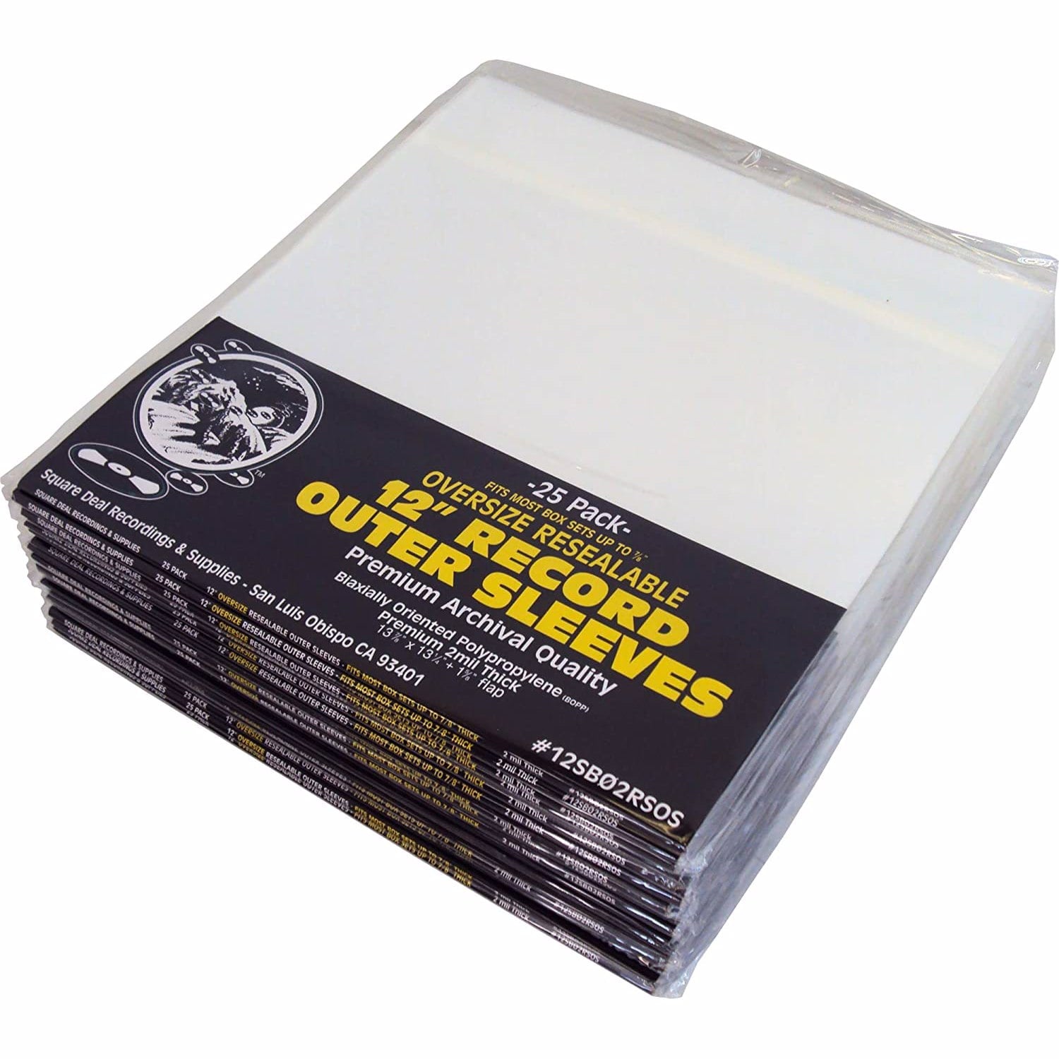 (500) 12" Resealable Oversize Record Outer Sleeves - Super Clear Premium 2 Mil Thick Archival Quality BOPP - 13-7/8" x 13-1/4" + 1-5/8" Flap - FITS Most Box Sets UP to 7/8" Thick #12SB02RSOS