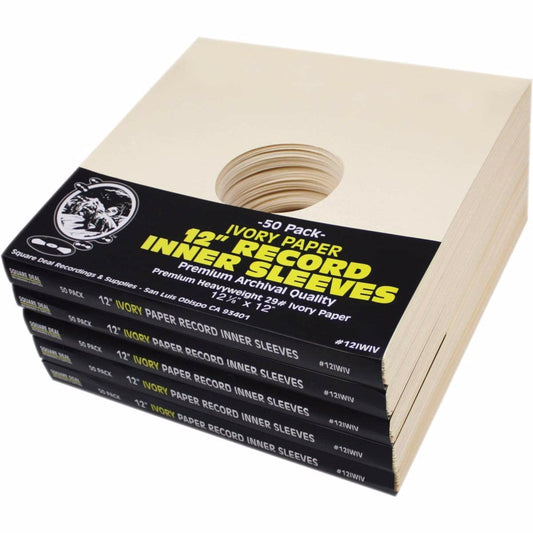 (250) Ivory Paper Super Heavyweight 12" Record Inner Sleeves with Center Hole - 12IWIV