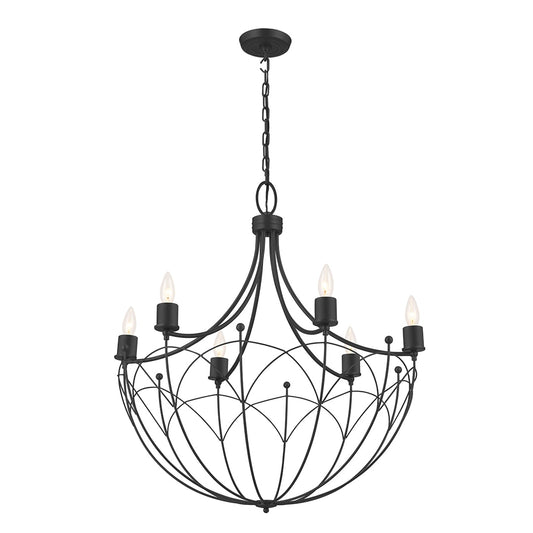 Kichler Topiary 6 -Light Black Farmhouse For Use in Bedrooms, Dining Rooms, Foyers, Kitchens, Living Rooms Chandelier 5265455