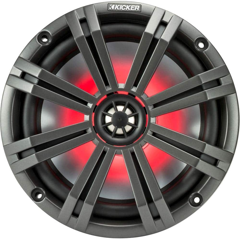 KICKER - KM Series 8" 2-Way Marine Speakers with Polypropylene Cones Pair - Charcoal And White