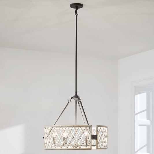 Kichler Oana 6 -Light Gray Farmhouse Cage For Use in Bedrooms, Dining Rooms, Foyers, Kitchens, Living Rooms Chandelier 2479402