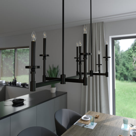 Hunter Briargrove 7 -Light Matte Black Traditional Antler For Use in Bedrooms, Dining Rooms, Foyers, Kitchens, Living Rooms Chandelier 3848145
