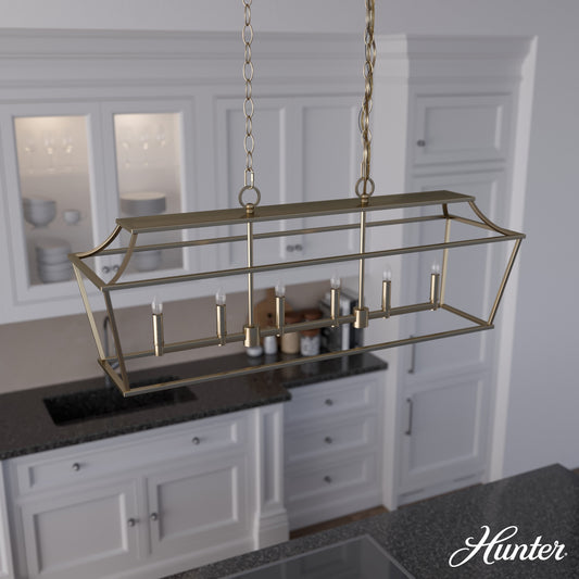 Hunter Laurel Ridge 6 -Light Matte Gold Traditional Bare bulb For Use in Bedrooms, Dining Rooms, Foyers, Kitchens, Living Rooms Chandelier 5134317