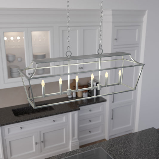 Hunter Laurel Ridge 6 -Light Brushed Nickel Traditional For Use in Bedrooms, Dining Rooms, Foyers, Kitchens, Living Rooms Chandelier 3830538